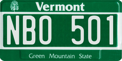 VT license plate NBO501
