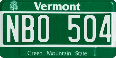 VT license plate NBO504