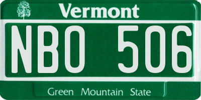 VT license plate NBO506