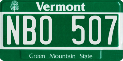 VT license plate NBO507