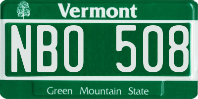 VT license plate NBO508