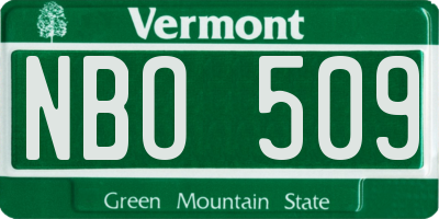 VT license plate NBO509