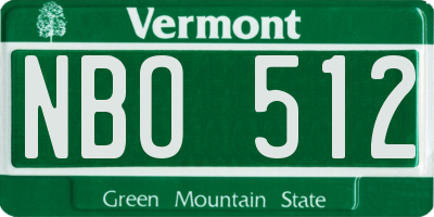VT license plate NBO512