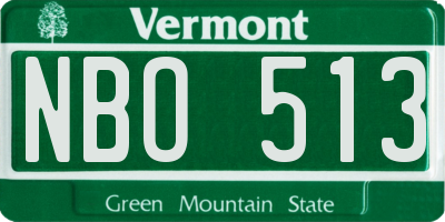 VT license plate NBO513