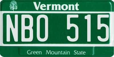 VT license plate NBO515