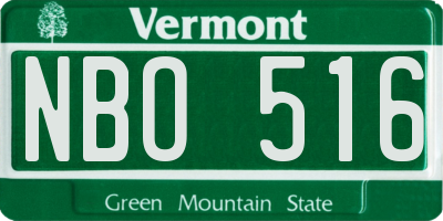 VT license plate NBO516