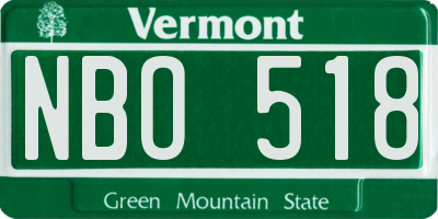 VT license plate NBO518