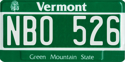VT license plate NBO526