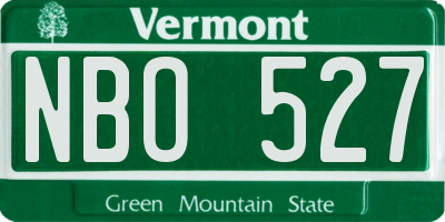 VT license plate NBO527