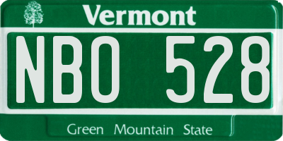 VT license plate NBO528
