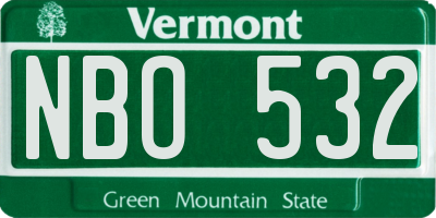 VT license plate NBO532