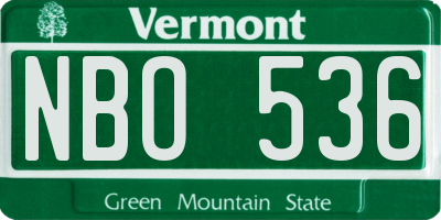 VT license plate NBO536