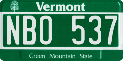 VT license plate NBO537