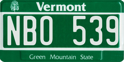 VT license plate NBO539