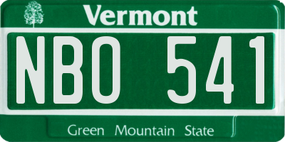 VT license plate NBO541