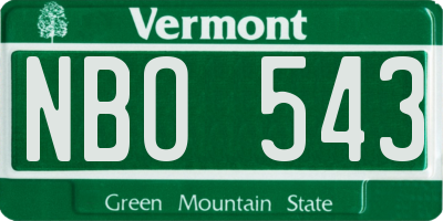 VT license plate NBO543