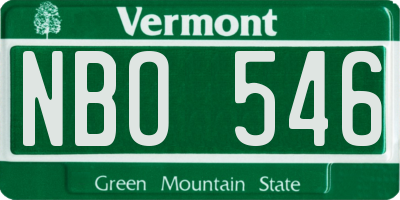 VT license plate NBO546