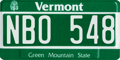 VT license plate NBO548