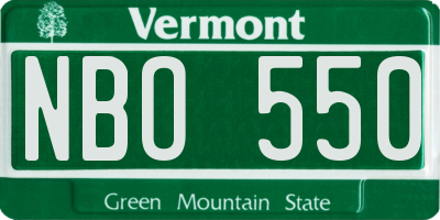 VT license plate NBO550