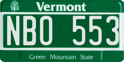 VT license plate NBO553