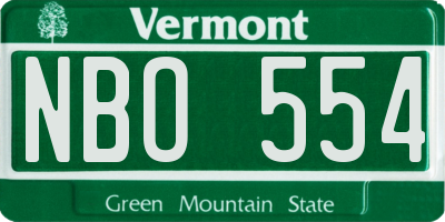 VT license plate NBO554