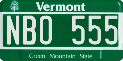 VT license plate NBO555