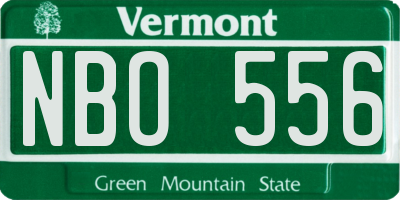 VT license plate NBO556