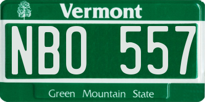 VT license plate NBO557