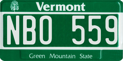 VT license plate NBO559