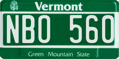 VT license plate NBO560