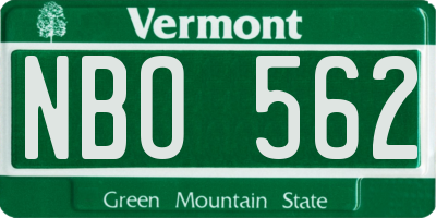 VT license plate NBO562