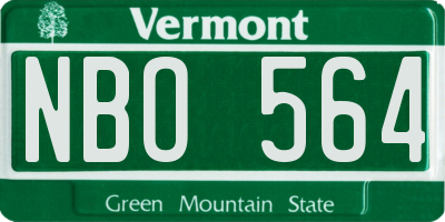 VT license plate NBO564