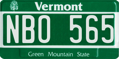 VT license plate NBO565