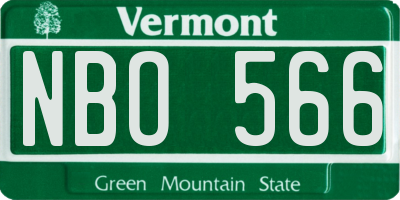 VT license plate NBO566