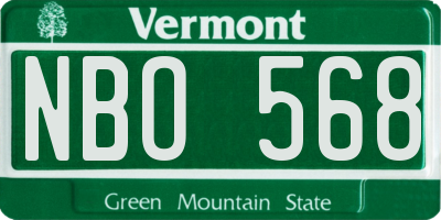 VT license plate NBO568