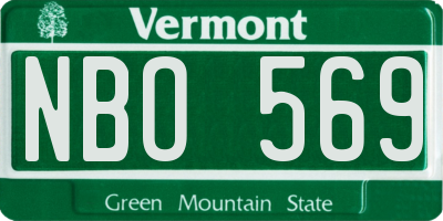 VT license plate NBO569