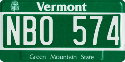 VT license plate NBO574