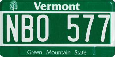 VT license plate NBO577