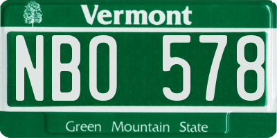 VT license plate NBO578