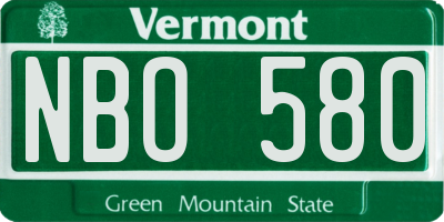 VT license plate NBO580