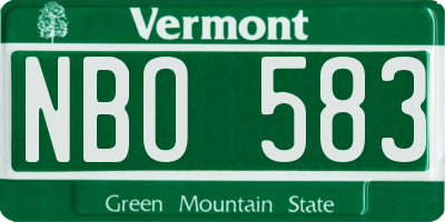 VT license plate NBO583