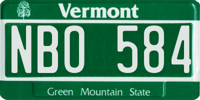 VT license plate NBO584