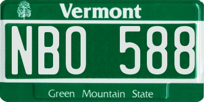 VT license plate NBO588