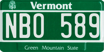 VT license plate NBO589