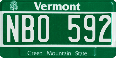 VT license plate NBO592