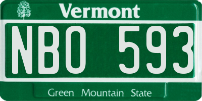 VT license plate NBO593