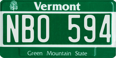 VT license plate NBO594