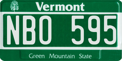 VT license plate NBO595