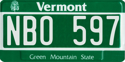 VT license plate NBO597