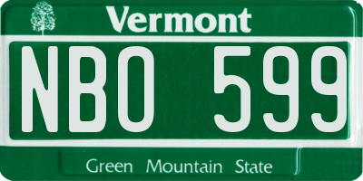 VT license plate NBO599